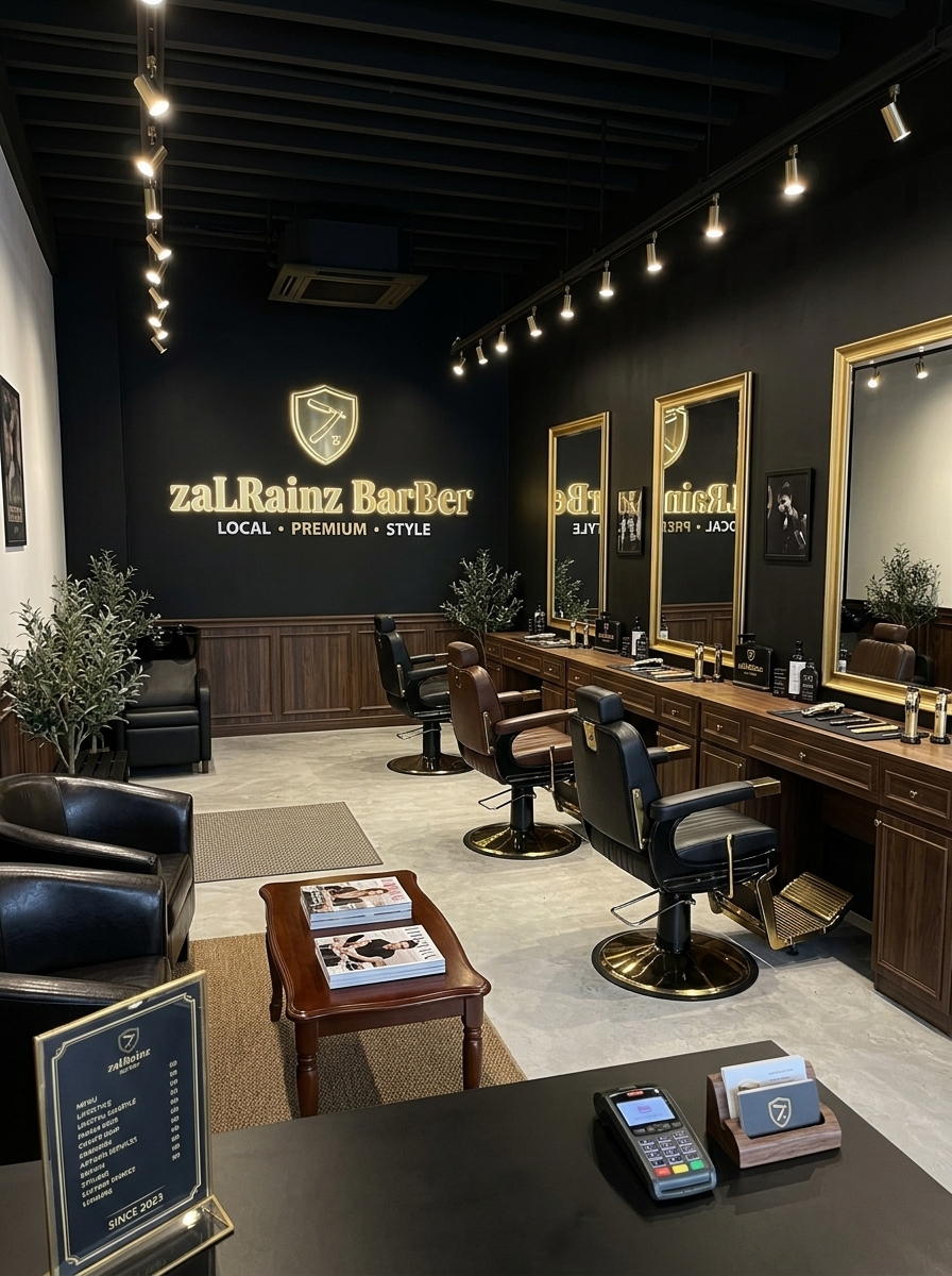 Ruang barber shop premium